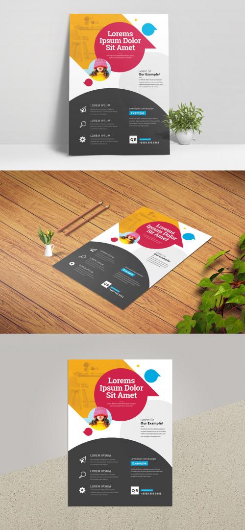 Business Flyer Layout with Orange and Red Accent - 338498164