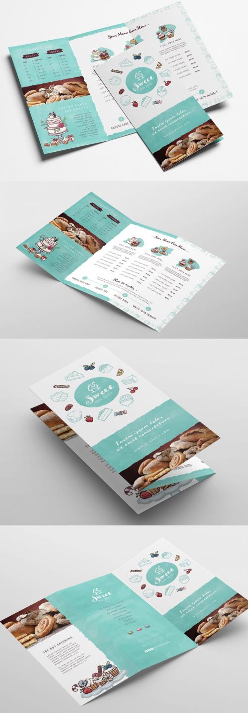 Cake Shop Bakery Trifold Menu Layout - 338506535