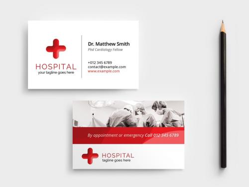 Hospital Business Card Layout for Medical Doctors - 338507315