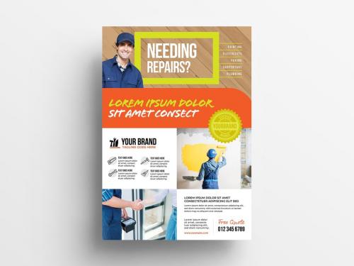 Handyman Contractor Flyer Layout - 338507316