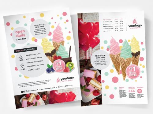 Ice Cream Dessert Shop Menu Poster Layout - 338508654