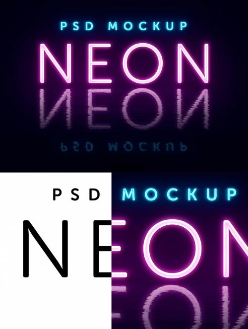 Neon Text Effect with Reflection - 338916774