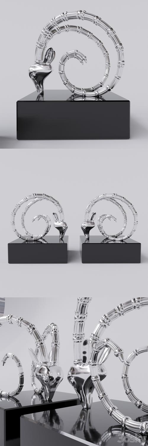 Book holder EICHHOLTZ Bookend Ibex nickel finish set of 2