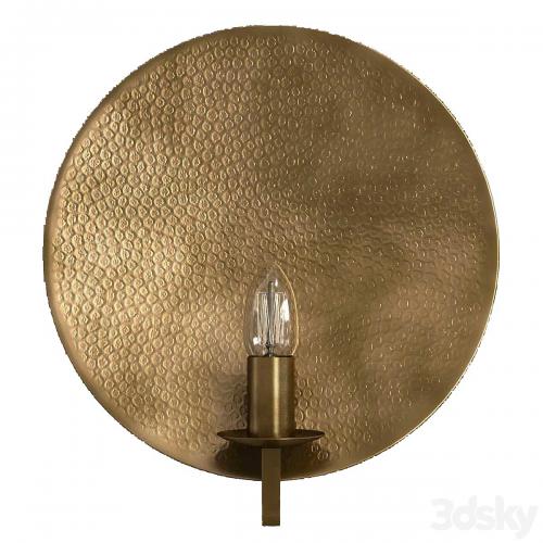 Hammered brass round wall light 3D model