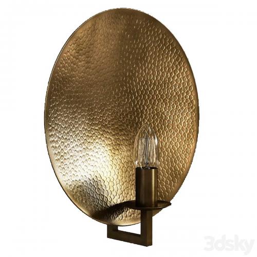 Hammered brass round wall light 3D model