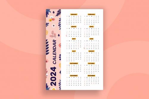 2024 Calendar Floral Template