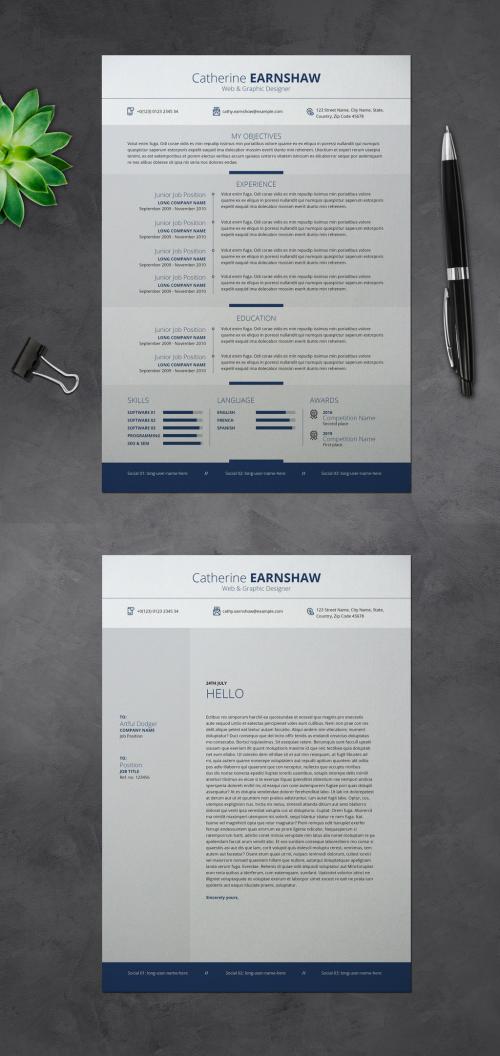 Simple Resume Layout with Blue Accents - 339579487