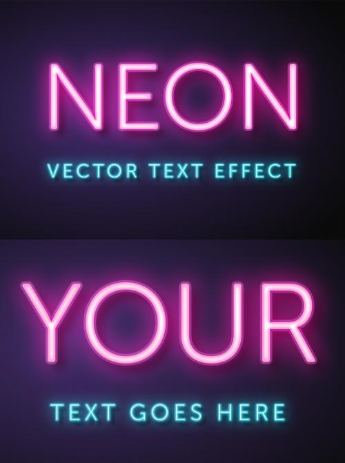 Vector Neon Text Effect Mockup - 339641288