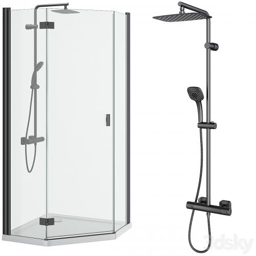 Shower cabins Radaway Nes 8 Black set 136