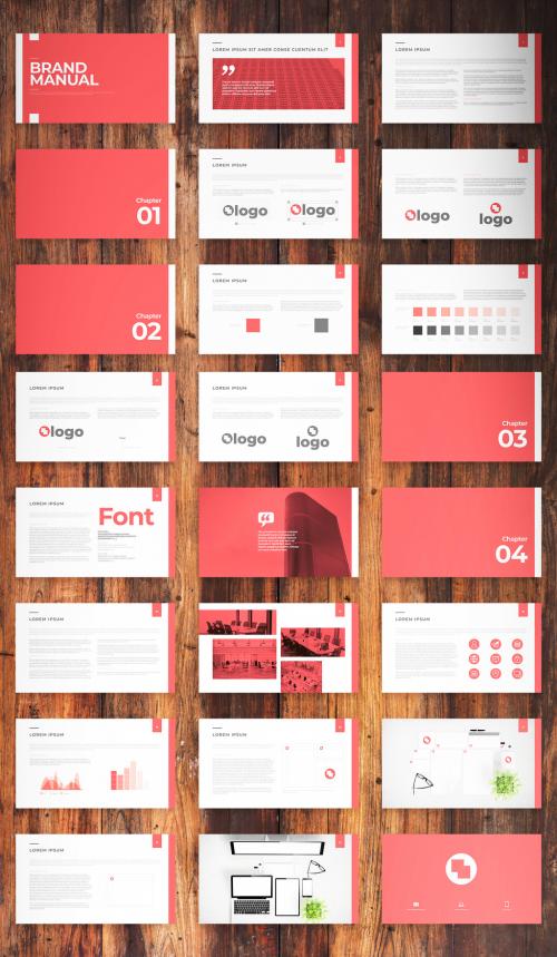 Red and White Digital Brand Manual Layout - 339705203