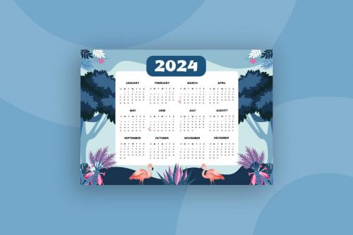 2024 Calendar Flora & Animal Template