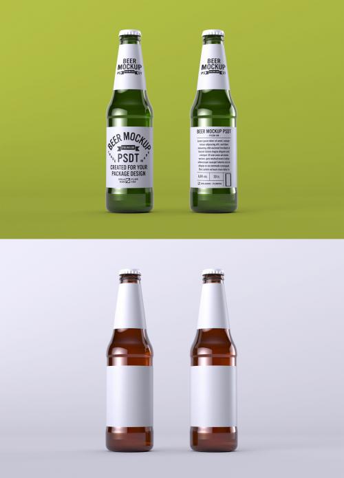 Realistic Mockup of Two Beer Bottles  - 339967792