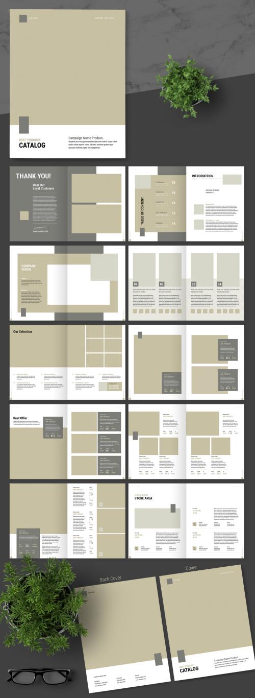 Product Catalog Layout with Brown Accent - 339992199