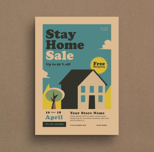 Stay Home Sale Flyer Layout - 339995016