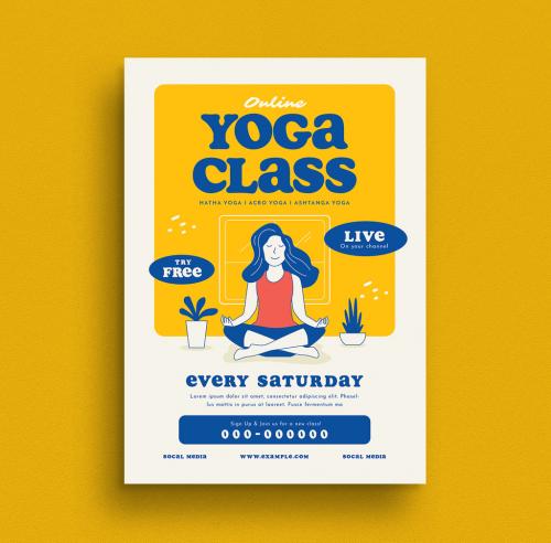 Yoga Class Flyer Layout - 339995369