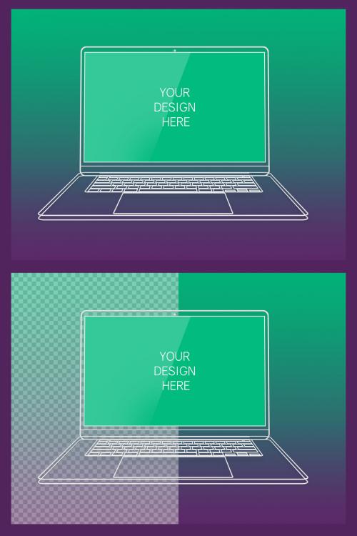 Wireframe Laptop Screen Mockup with Editable Background - 340015235