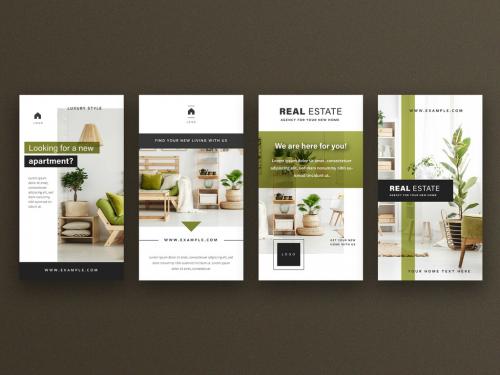 Social Media Post Layout Stories with Green Accent - 340989292