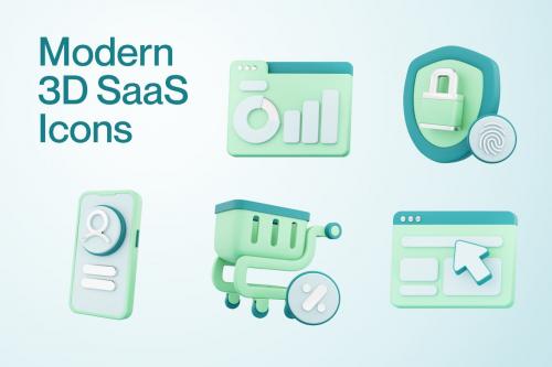 SaaS User Interface 3D Icon Set