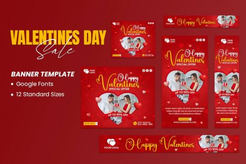 Happy Valentines Day Sale Banners Ad Template