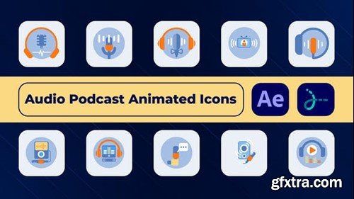 Videohive Audio Podcast Animated Icons 50113339