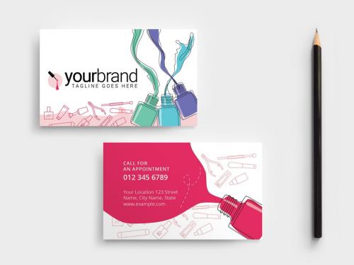 Nail Bar Business Card Layout - 341022349