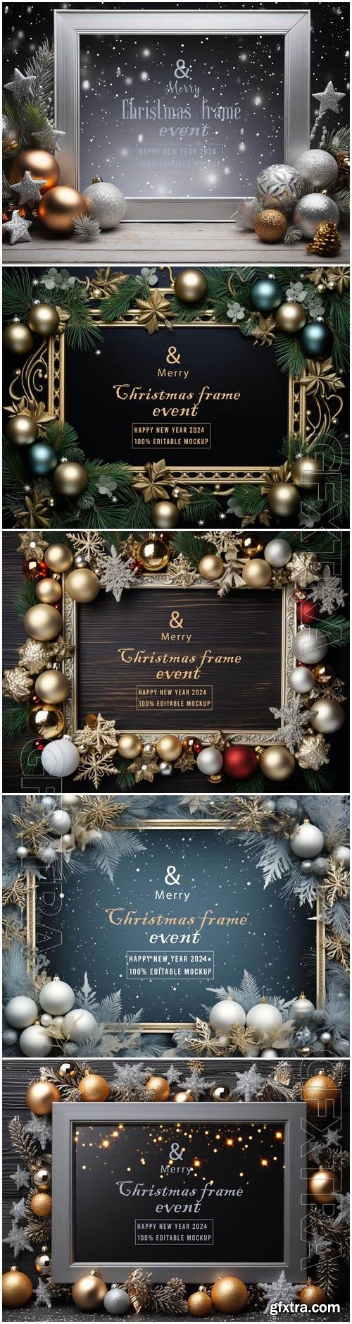 5 PSD merry christmas greeting frame background vol 3