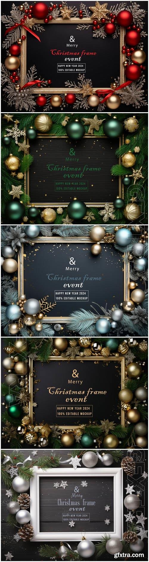 5 PSD merry christmas greeting frame background vol 2