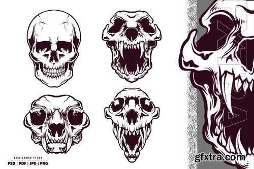 Skull Head Set Illustration