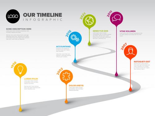 Infographic Road Timeline Layout with Pointers - 341057354