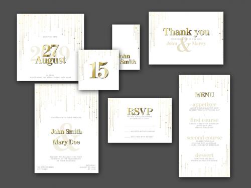 Golden White Wedding Suite Layout Set - 341057395