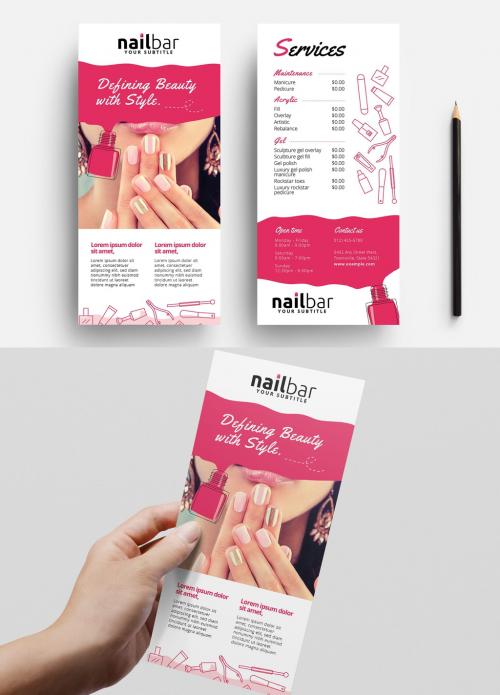 Nail Bar Card Layout with Salon Icons - 341102579