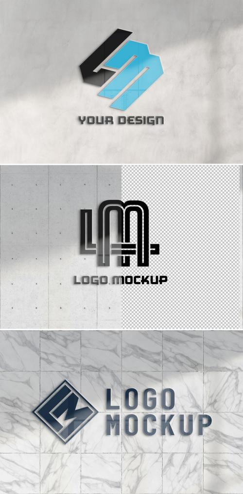 Reflective Logo on Office Wall Mockup - 341754669