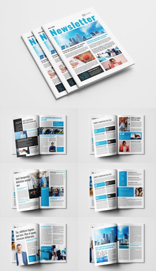 Business Newsletter Layout with Blue Accents - 341811682