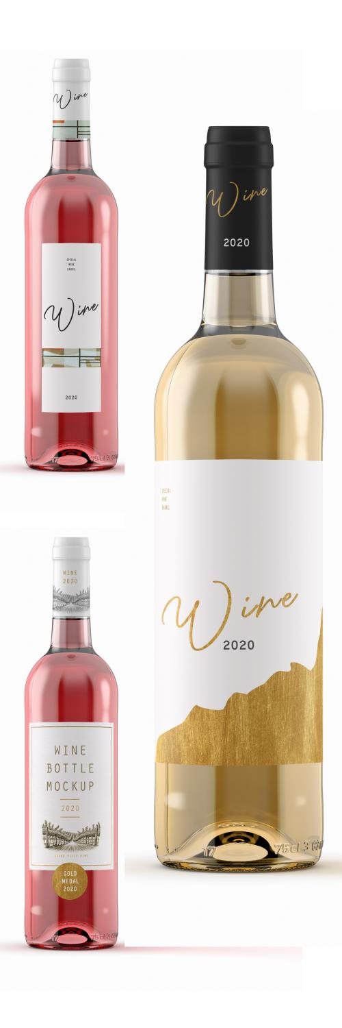 Rose or White Wine Bottle Mockup - 341819759