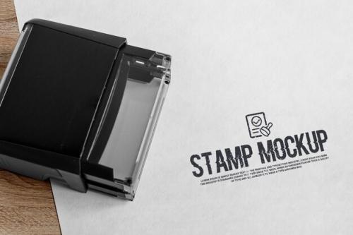 Psd Hand Stamp With Handle Mockup