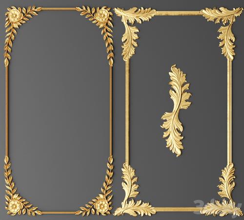 Set, frames, Stucco molding, Rosette, luxury, gold decor, carving, molding, stucco, ceiling, classical, frame