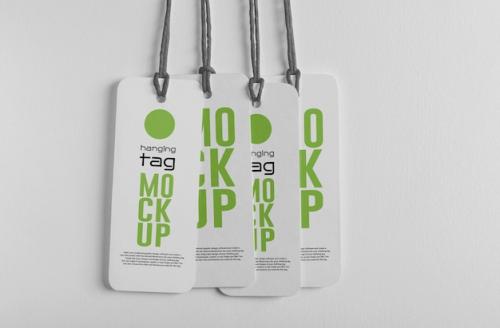 Psd Hanging Clothing Tags On Fabric Mockup