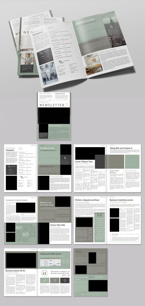 Corporate Newsletter with Green and Brown Accents - 342128373