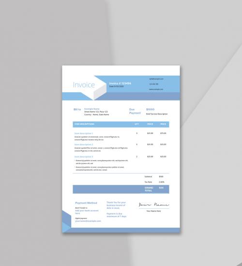 Invoice Layout with Geometric Elements - 342128401