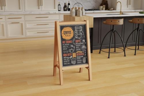 Wooden Restaurant Menu Board Mockup