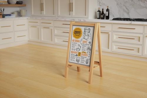 Wooden Restaurant Menu Board Mockup