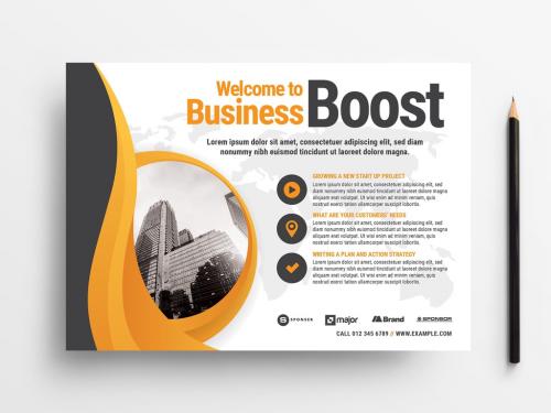 Business Flyer Layout with Abstract Elements - 342167519