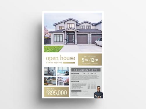 Real Estate Flyer Layout with Property Details - 342167569