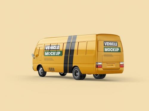 Transportation Vehicle Back Side View Mockup Premium Template