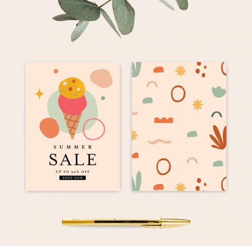 Summer Sale Card Layout with Ice Cream - 342429996