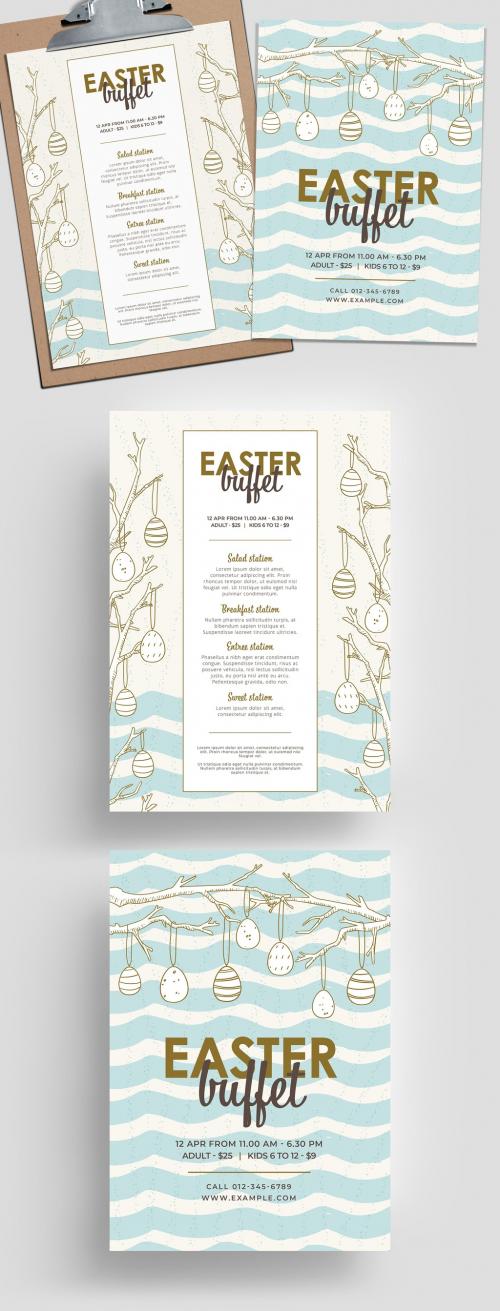 Easter Menu Layout with Egg Illustrations - 343578261