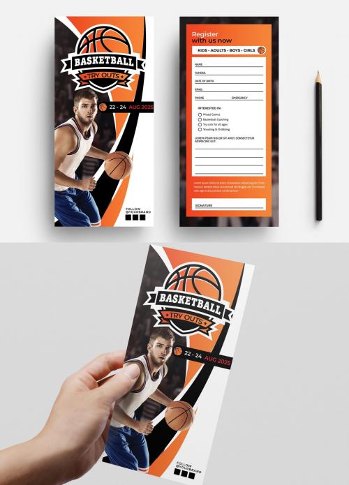 College Basketball Dl Flyer Rack Card Layout - 343583364