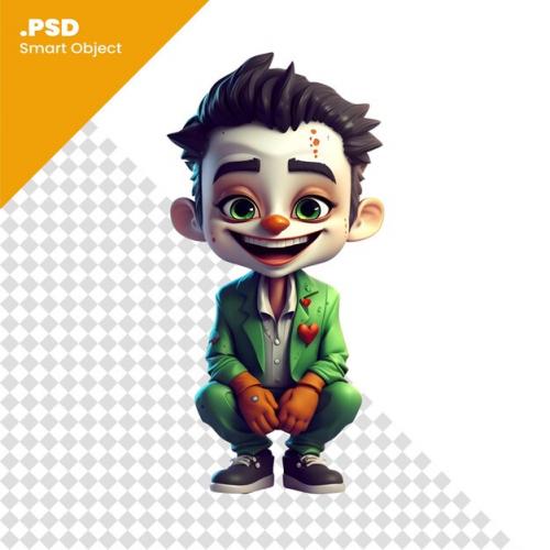 Little Boy Dressed As A Zombie 3d Render White Background Psd Template