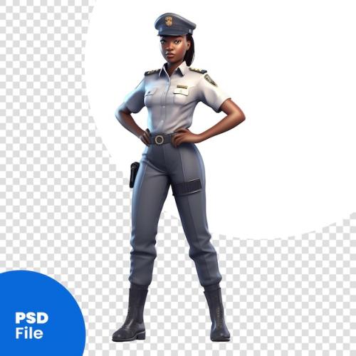 3d Digital Render Of A Female Police Officer Isolated On White Background Psd Template