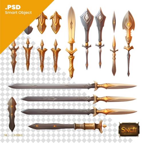 Medieval Weapons And Armor Set Of Medieval Weapons Vector Illustration Psd Template